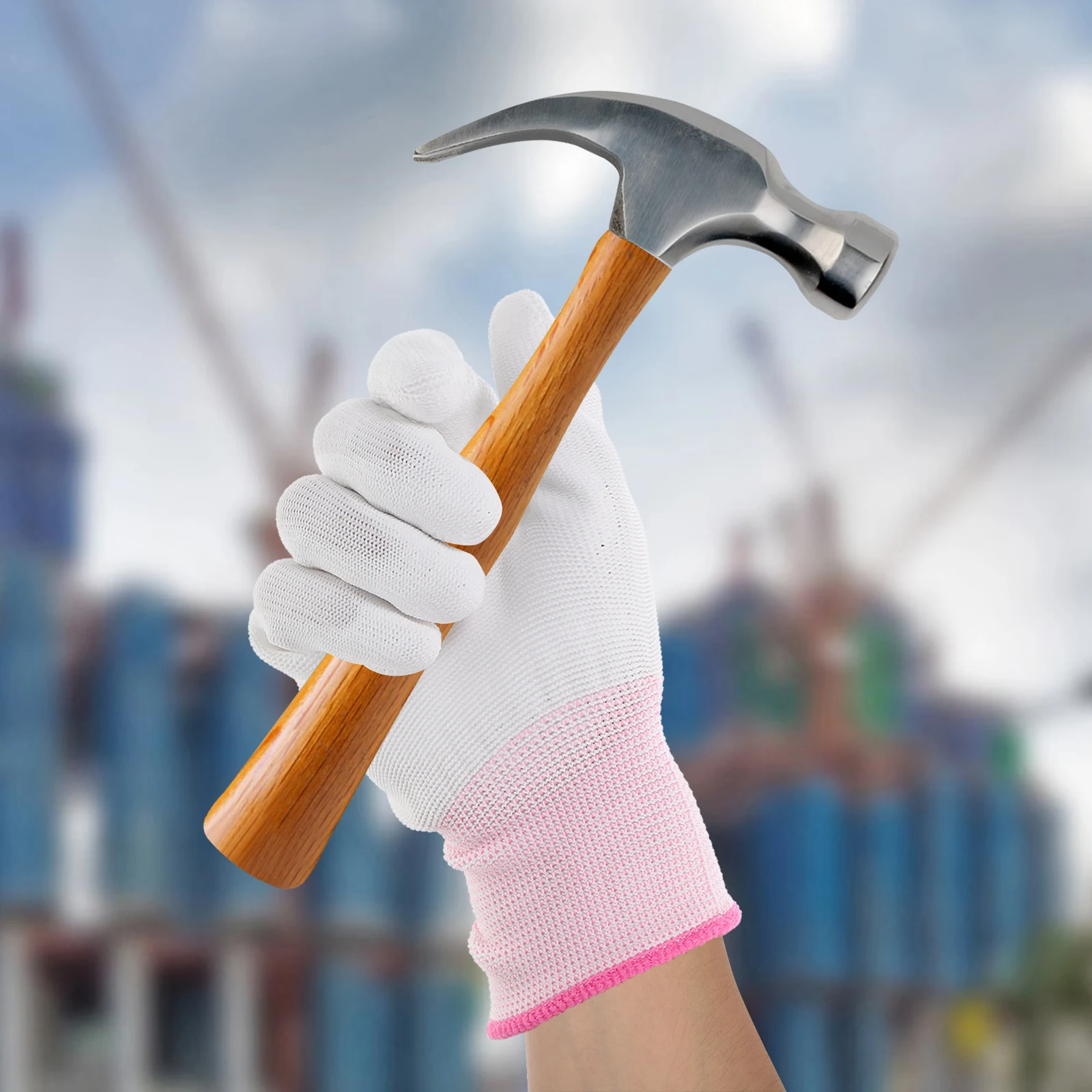 

12pcs Pu Palm Gloves Sturdy Wear Resistant Antistatic Coated Protection For Electrical Work Electronics Factory Reusable Safety