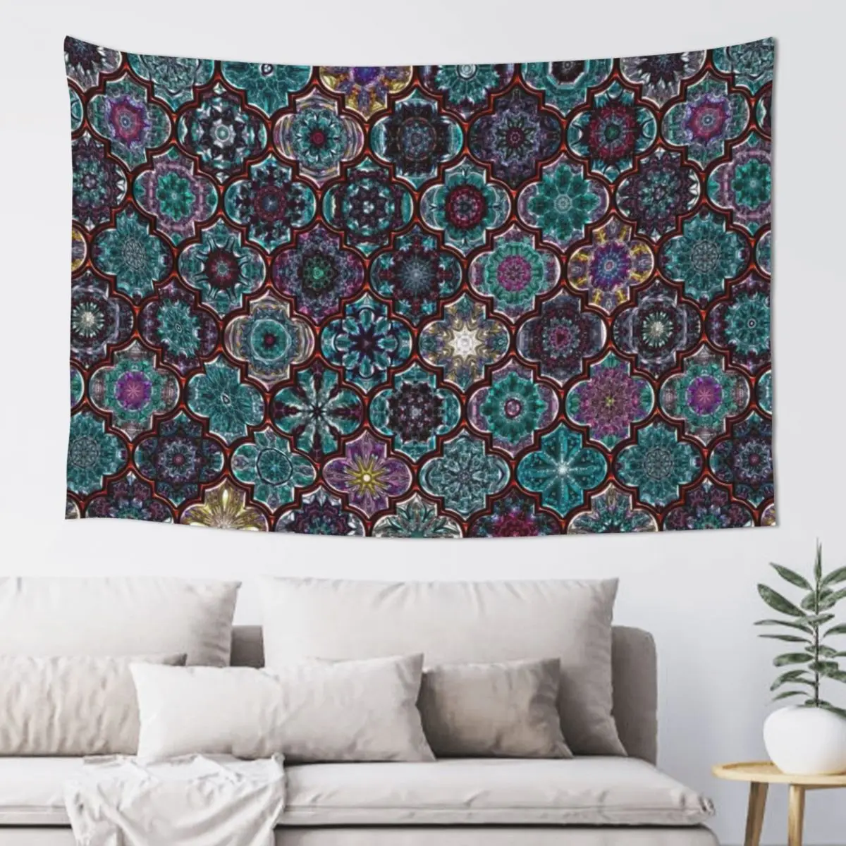 

Moroccan Tile Pattern tile Tapestry Art Mural Room Design Bathroom Decor Room Decorating Aesthetic Tapestry