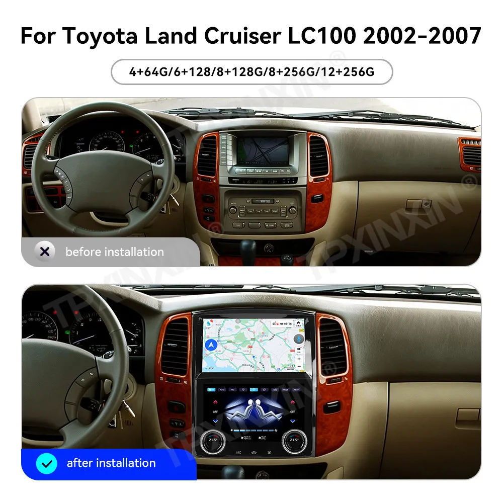 10.1 Inch For Toyota Land Cruiser LC100 2002-2007+air conditioning screen Android 15 Multimedia Player CarPlay GPS Navigation