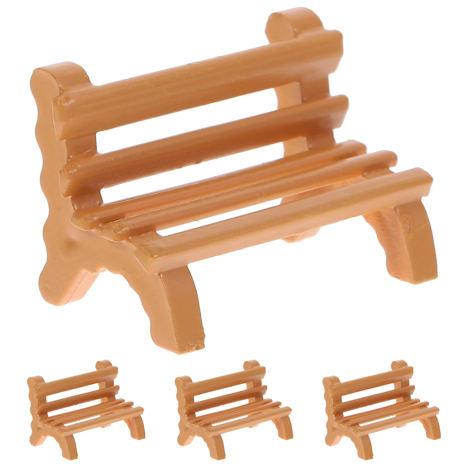 4pcs Mini Bench Small Craft Bench Model Mini Bench Mini House Sand Table Chair Decors House Furniture