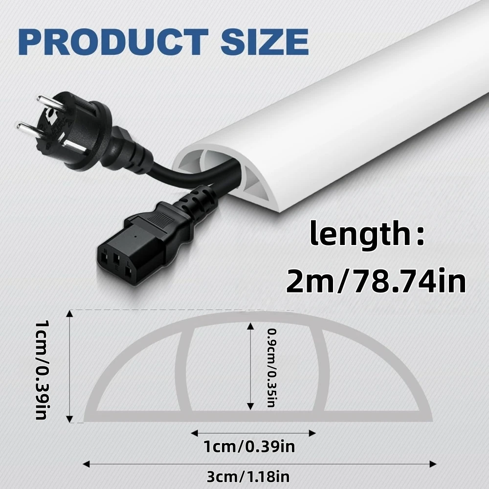 1roll 2mX3cm Self Adhesive Floor Wire Sleeve PVC Flexible Floor Cable Tray Floor Cable Protection Sleeve