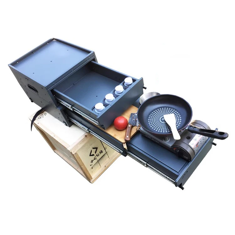 

Car With modified bed Pickup Magic Camping Kitchen Box Slide Out Camping Kitchen Drawer System Mobile Outdoor Car storage box