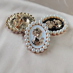Vintage Pearl Lady Portrait Badge Brooches For Women Classic Retro Beauty Portrait Oval Brooch Pins Party Office Jewelry Gifts