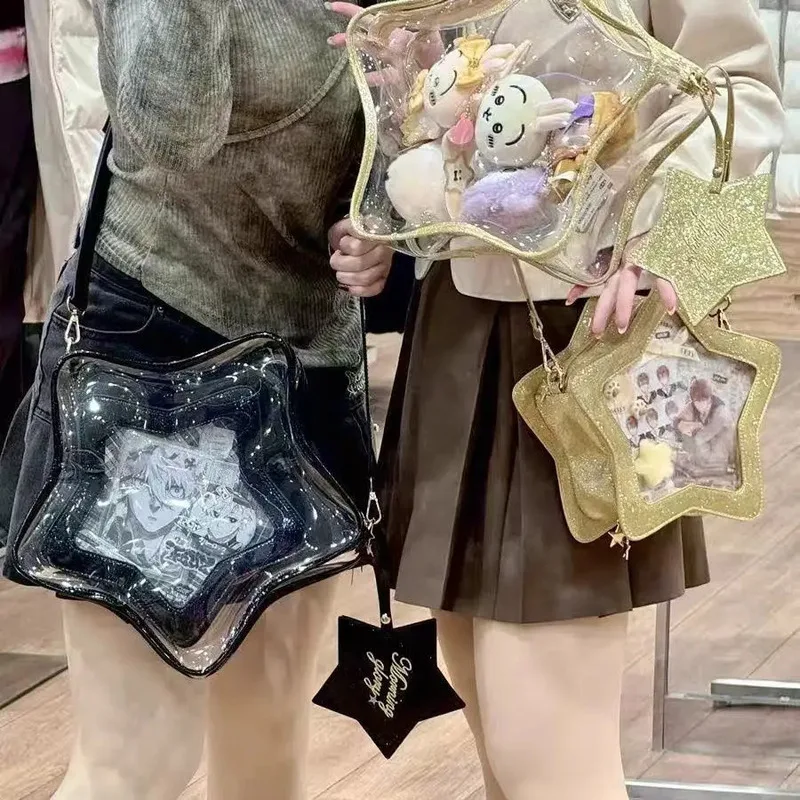 Y2K Cute Bling Star Ita Crossbody Bag Harajuku Girl Transparent Mini Backpack Fashion Shoulder Bag Sweet Ladies Fun Combo Purses view 2