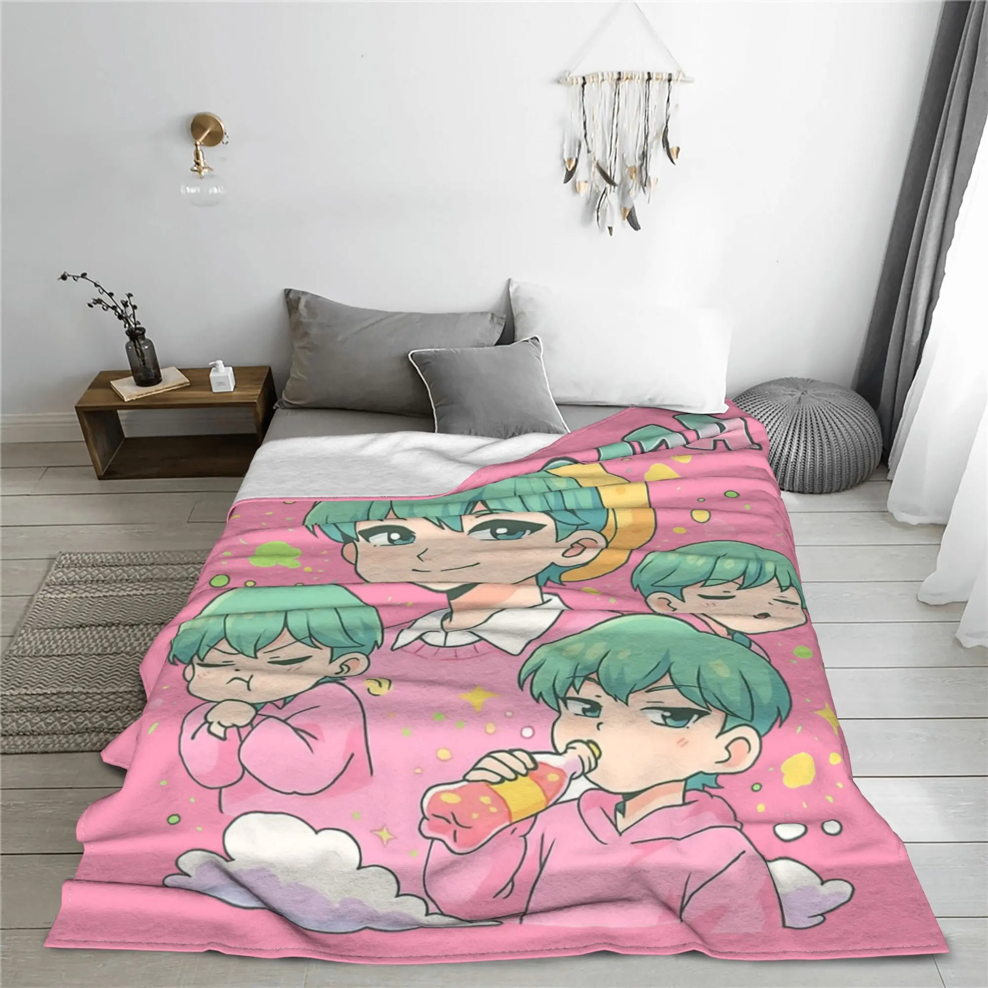 طفل ساجا Kpop شيطان الصيادين بطانية غير شرعية الصوف النسيج ديكور متعددة الوظائف فائقة النعومة رمي البطانيات للمنزل سيارة لحاف