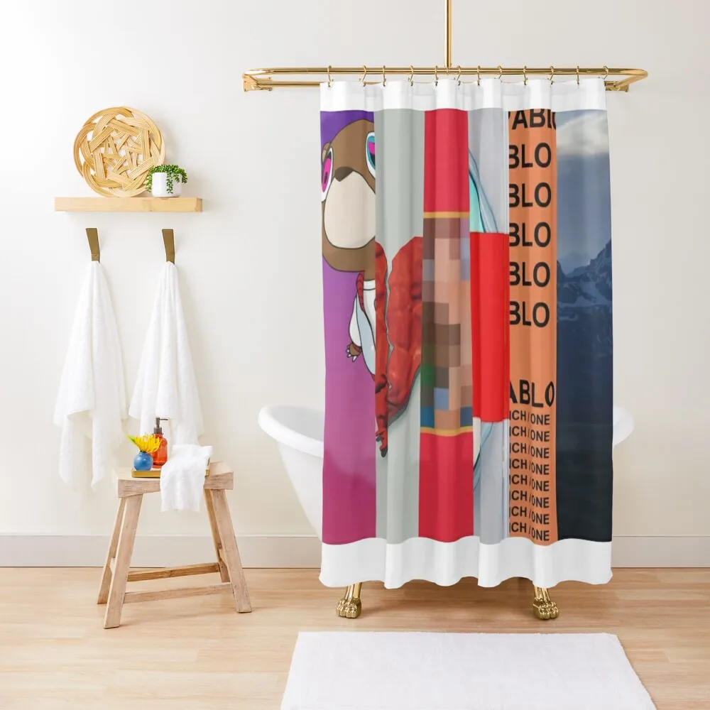 

Best Collage Kanyes Cover Poster Shower Curtain Waterproof Fabric Shower Shower Bath Bathroom Curtain