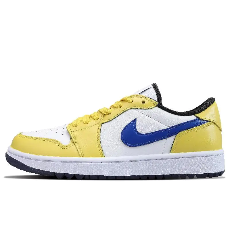 【Customize】Air Jordan 1 Vintage Basketball Shoes Unisex Low-top Yellow/white/blue Sneakers shoes DD9315-104