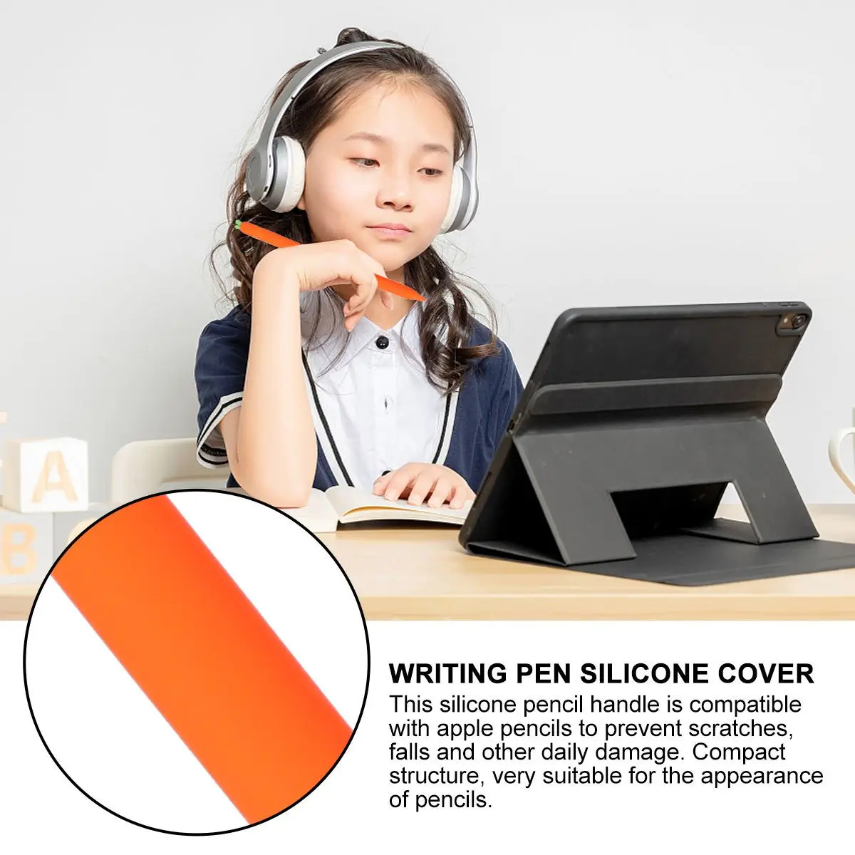

1Pcs Silicone Handwriting Pen Protector Anti-Slip Comfortable Fit for Apple Pencil 1 2 Carrot Design