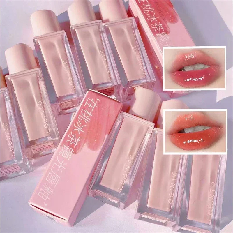 Brillo de labios de agua con espejo, lápiz labial líquido de cristal brillante, bálsamo labial hidratante resistente al agua, Cosméticos de maquillaje, nkeс......тика