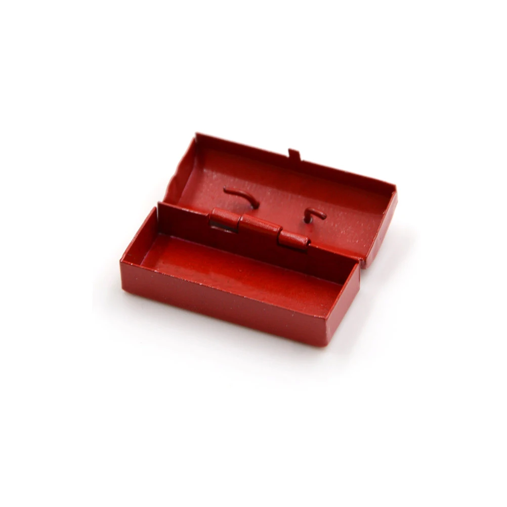 Mini caja de herramientas de Metal en miniatura para casa de muñecas, modelo, rojo/azul, 1:12, 1 ud.