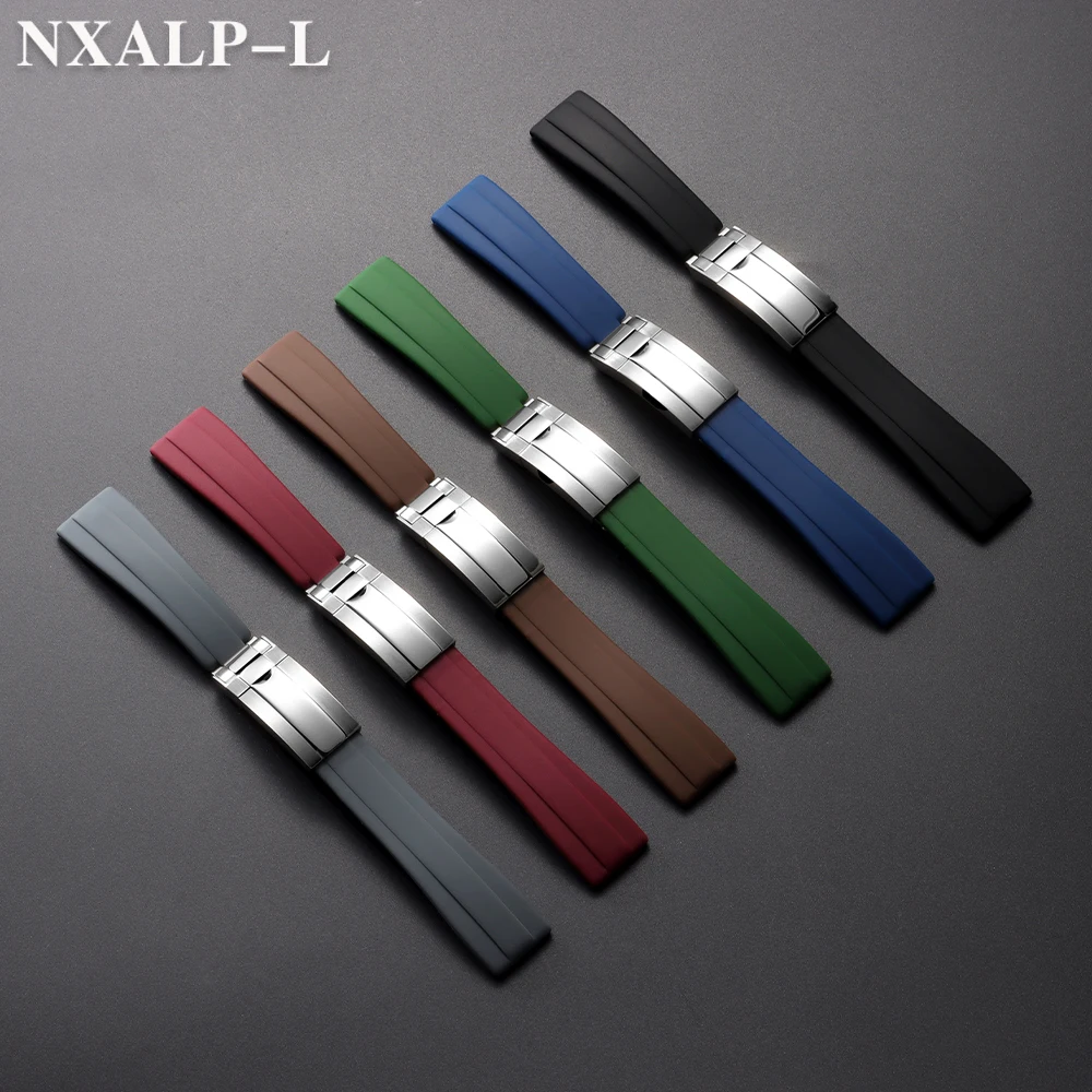 20 مللي متر حزام ساعة سيليكون ل رولكس شبح الماء ل دايتونا الغواصة شريط مطاطي الرجال الرياضة سوار مقاوم للماء للطي مشبك