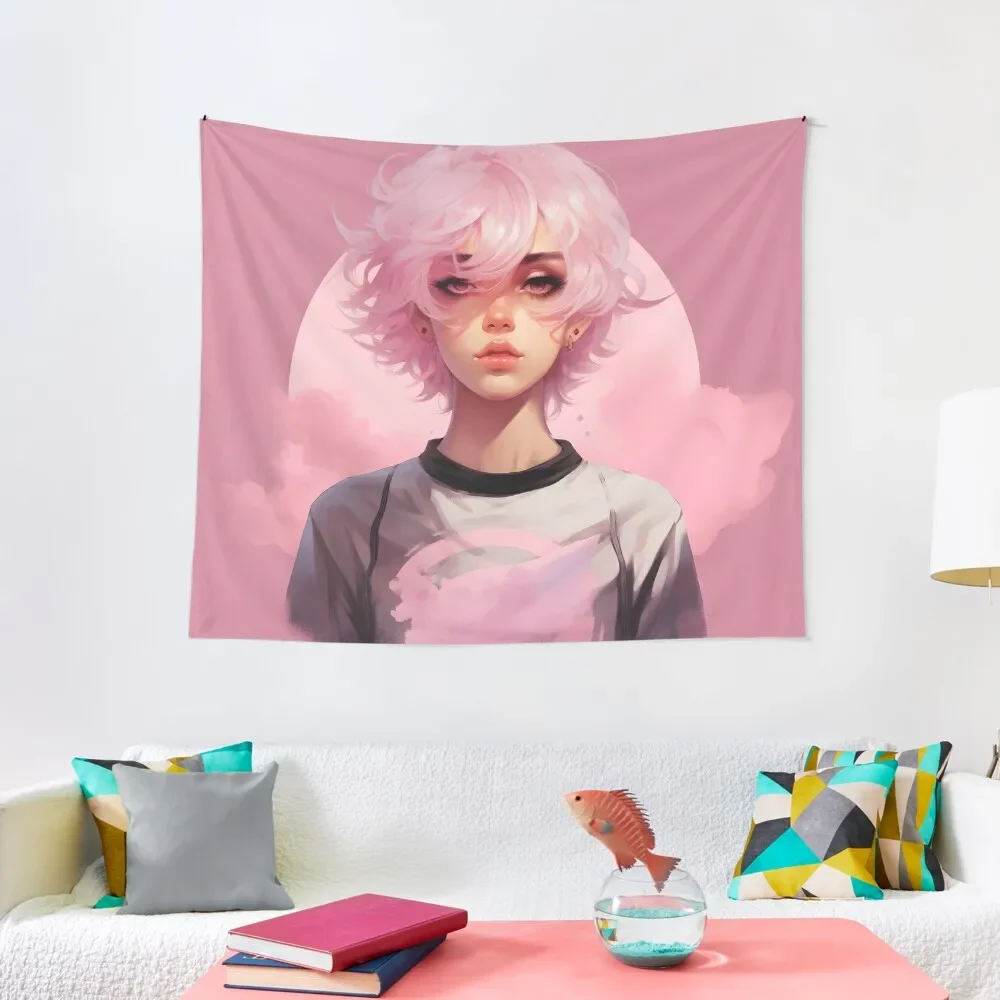 Femboy Pastelgoth Pink Boi Anime Character Tapestry Wall Decorations Wall Decoration Items Tapestry