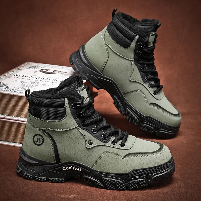 

Mens Sports Shoes 2025 Autumn New Style Thick Sole High Top Anti Slip Wear-resistant Fashion Comfortable Work Shoes for Man