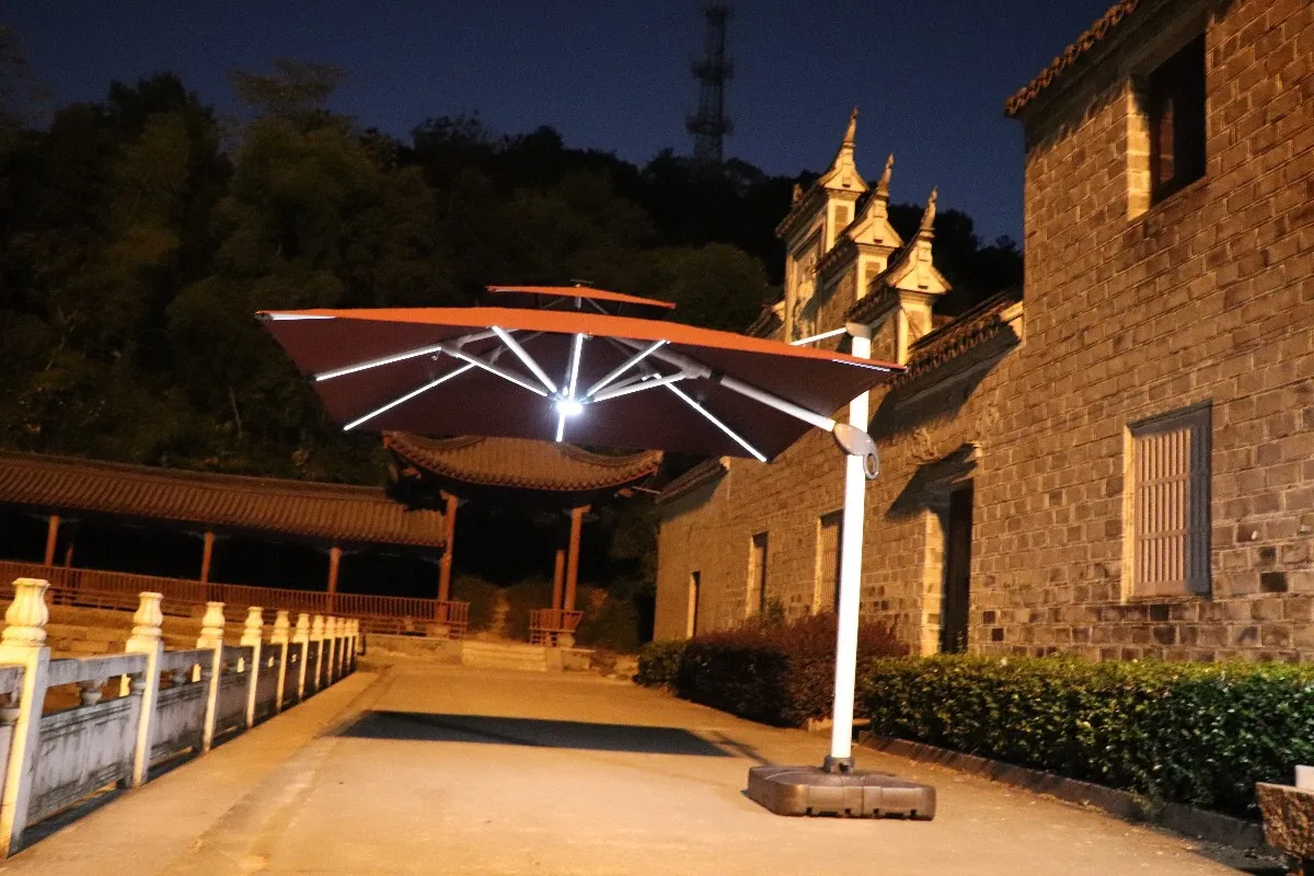 

Уличный зонт для отдыха, садовый пляжный зонт с солнечной подсветкой, коммерческий портативный водонепроницаемый зонт для сада