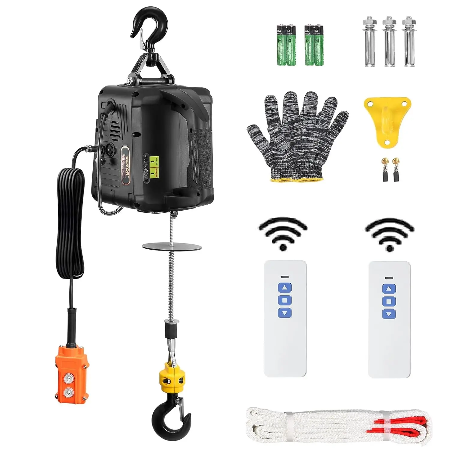 

VEVOR 3-in-1 Electric Hoist Winch, 1100lbs 1500W Portable Power Winch Crane, 110V/120V 22.9 ft Lifting Height, 13 ft/min with Ma