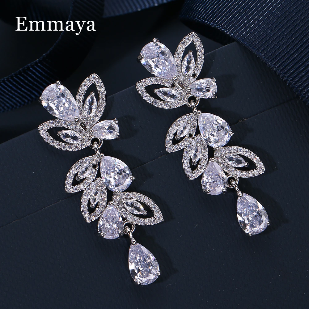 Emmaya Hot Sale AAA Zirconia Noble Earring Flower Shape Design For Women&Girls New Trendy Party Female Fascinating Jewelry