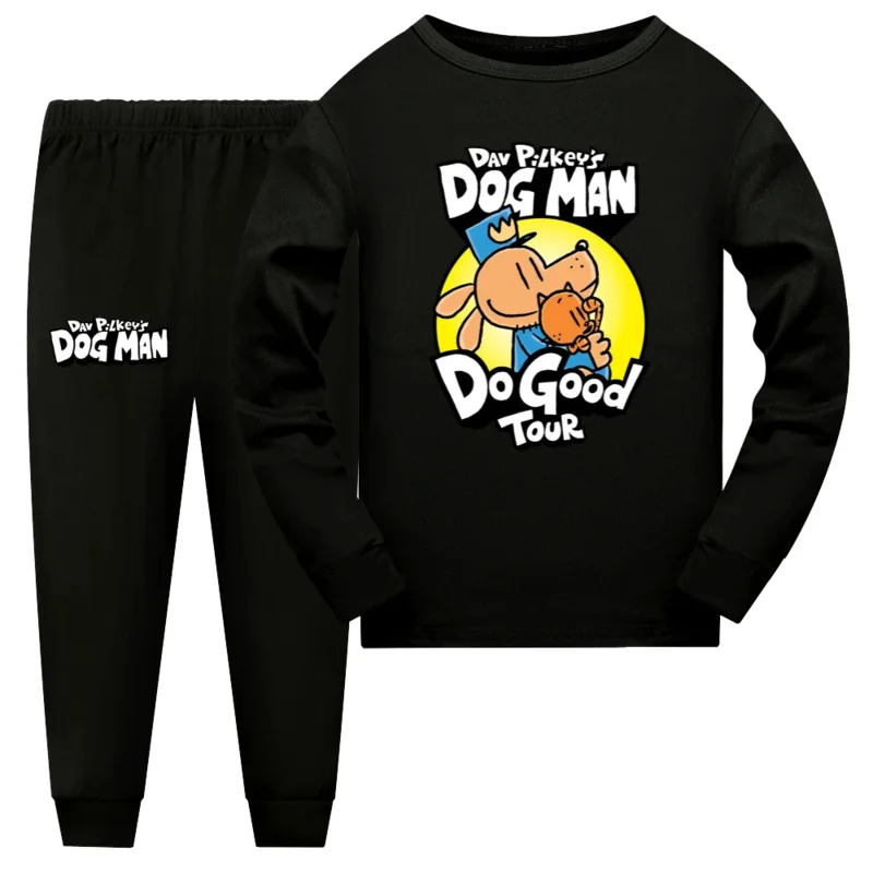 Dogman Anime Kleinkind Junge Kleidung Frühling Pyjama Baumwolle Langarm T-Shirt Hosen Hund Mann Kostüm Mädchen Casual Sportswear Set