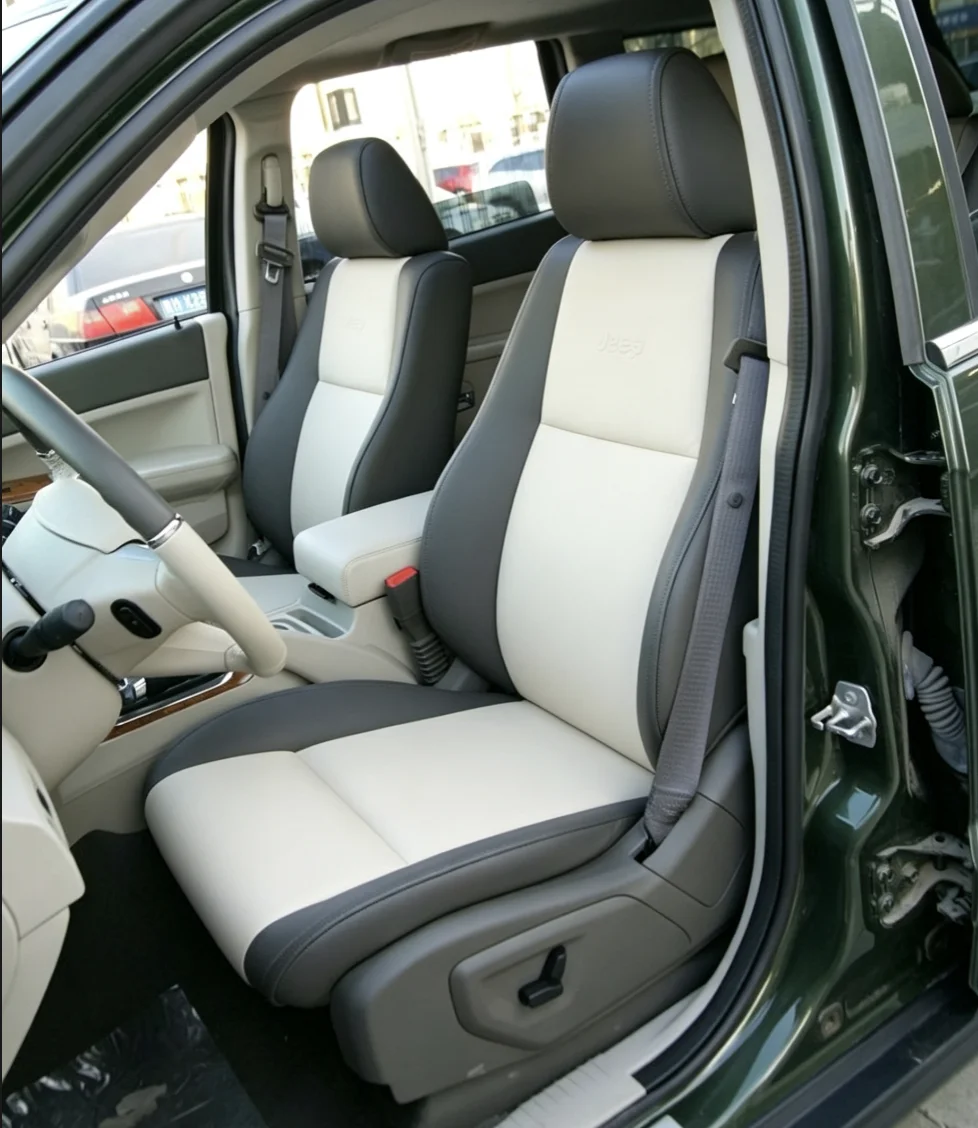 Für Jeep Grand Cherokee 2007~2010 Maßgefertigte Autositzbezüge Luxuriöses Nappaleder 100% Passgenau Innenausstattung 360 ° Vollständige Abdeckung – Detail 9