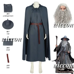 Gandalf Cosplay Costume Clothing Cloak Hat Movie Sorcerer Role Play Uniform Accessories Halloween Christmas Carnival Full Set
