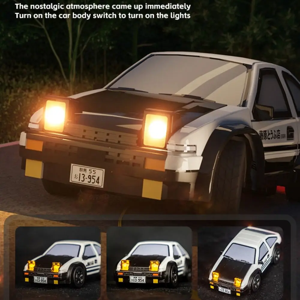 New Plastic RC Drift Car 1/64 MINI AE86 Racing Sports RC Stunt Car Black&White Electric Vehicle Toys Adults Kids