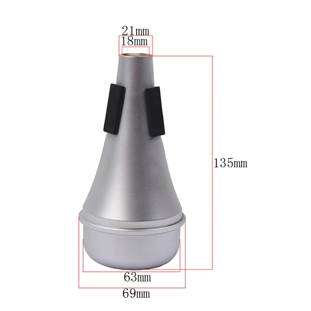 Small Trumpet Metal Practice Cup Mute Silver Lightweight Noise Reducer for Night Playing Jazz Sound Trumpet