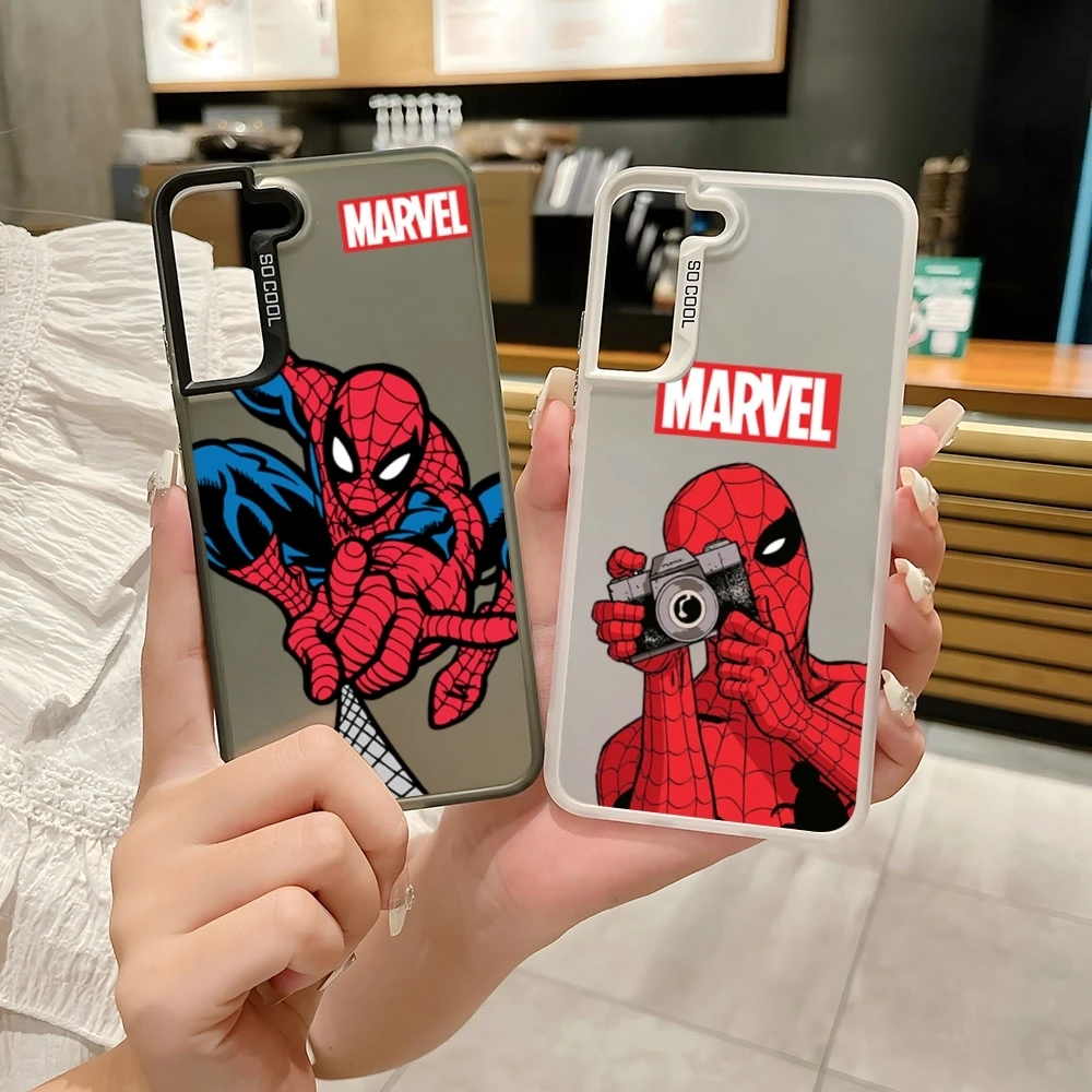 Marvel Spider Man Colored Silver Trendy Phone Case for Samsung s 22 23 24 Note 20 Ultra Plus PRO FE cover