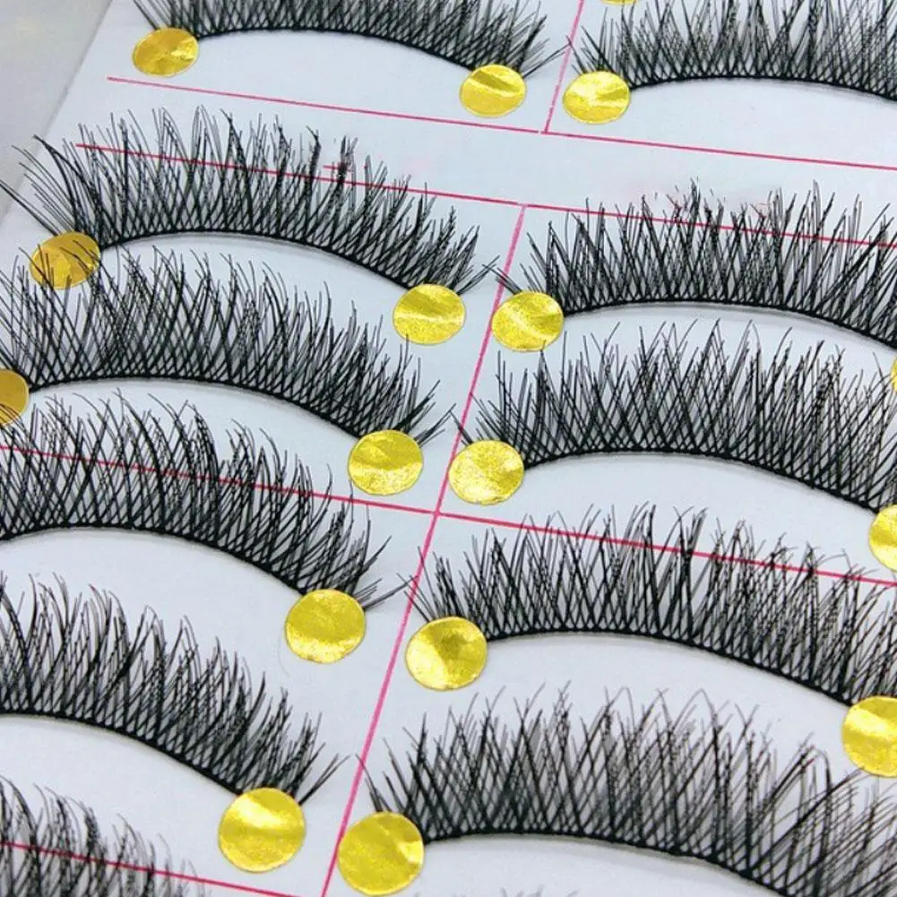 10 Pairs Taiwan Natural Eyelashes Short Fake Lash Thick Cross Nude Makeup Fake Lashes Extension Soft Makeup Tools