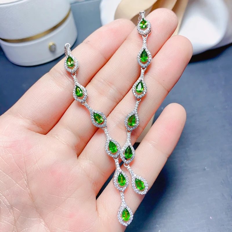 

Natural diopside pendant necklace for women silver 925 jewelry luxury gem stones 18k gold plated free shiping items