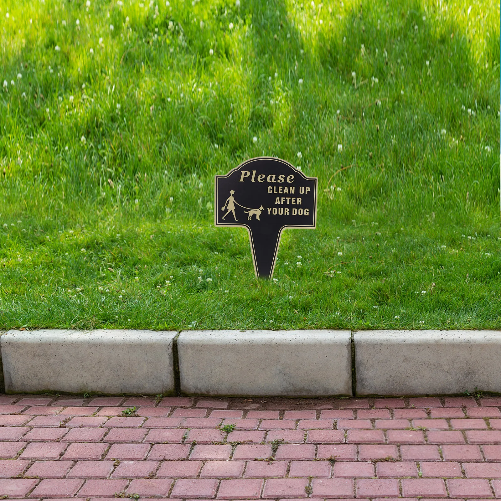 

Garden Warning Sign Dog Waste No Pooping Lawn Decor Reusable Double Sided Clean Up Notices Pet Toilet Signs Aluminum Weather