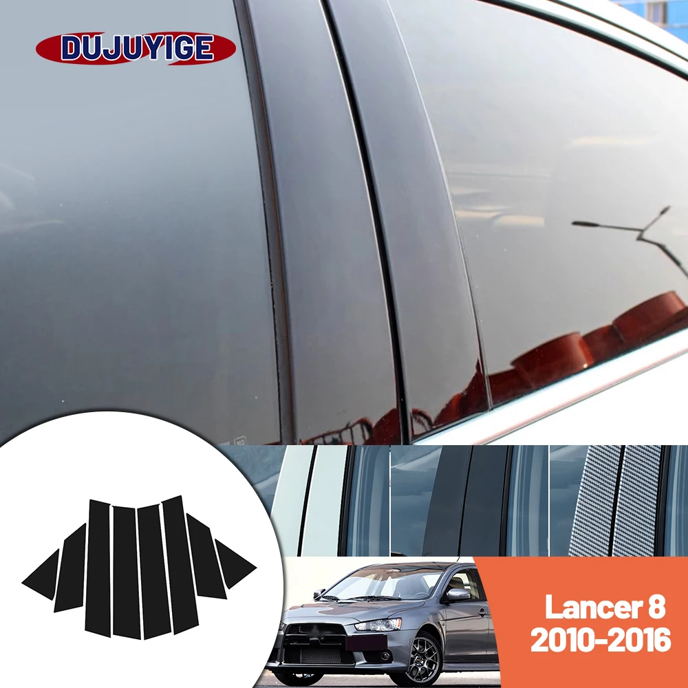 

Bright black carbon fiber door and window B C Pillar sticker suitable For Mitsubishi Lancer 8 2010-2016 2011 2012 2013 2014
