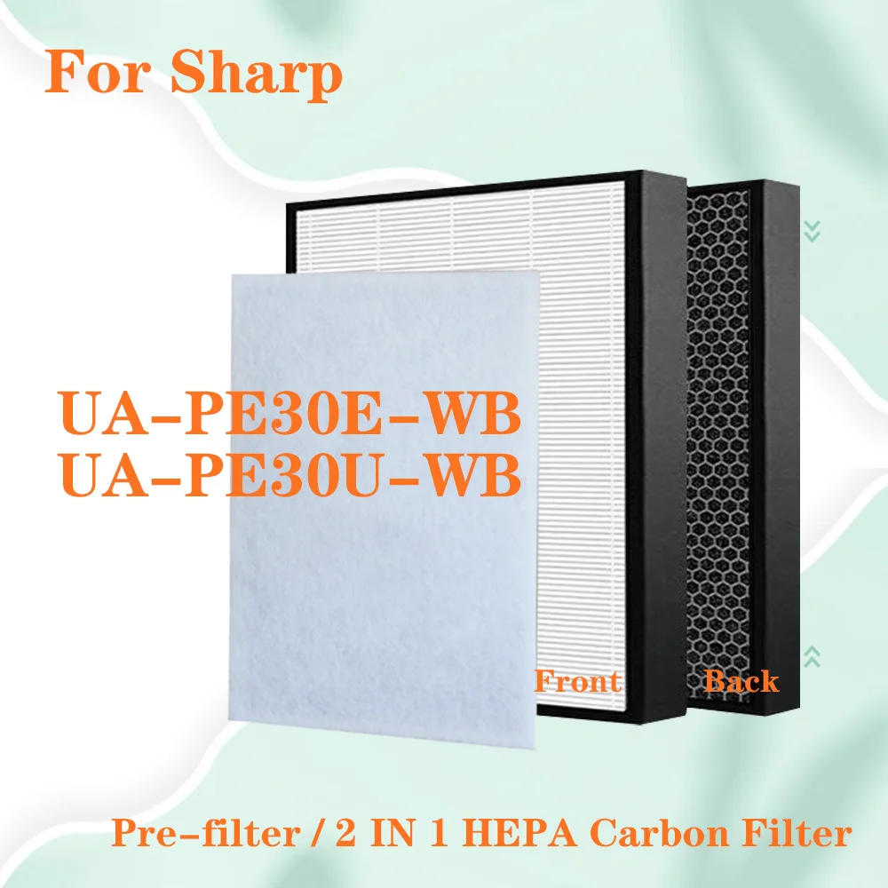 For Sharp UA-PE30E-WB UA-PE30U-WB Air Purifier Replacement 2 in 1 HEPA and Carbon Filter