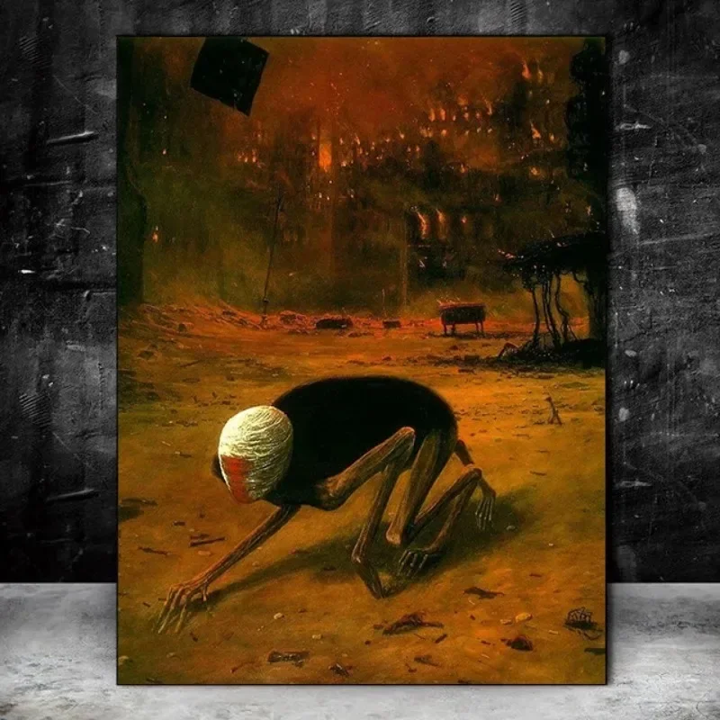 Zdzislied Beksiansk الفني البولندية سريالية الظلام المشارك يطبع قماش اللوحة القوطية جدار الفن لغرفة المعيشة ديكور المنزل جدارية