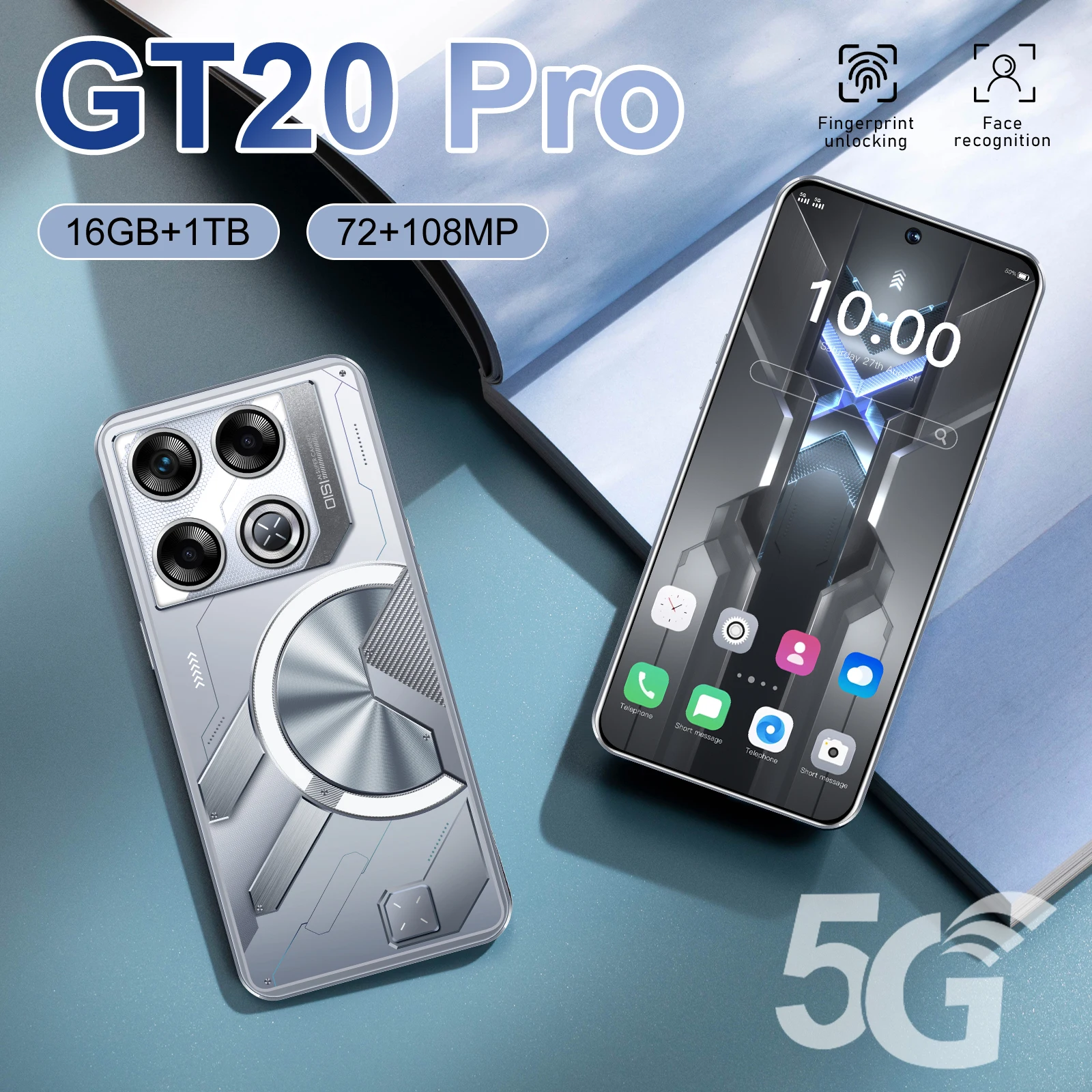 

2025 Original global version GT20 Pro smartphone 5g 7.3inch HD screen Snapdragon Android 108MP Camera Cell Phone Unlock celular