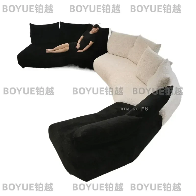 Italian Minimalist Curved Modular Sofa Rock Fabric Sectional for Large Living Room Villa Modern L Shaped Couch Furniture