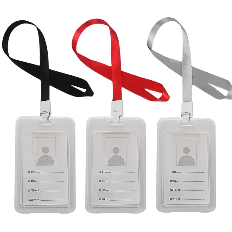 

1set ID Tag Working Permit Cover Pass Work Card with Lanyard for Staff Badge Holder Neck Strap ID Credit Card Holder Protector