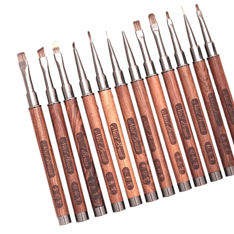 Pinceaux à dessin pour ongles, manche en bois de santal, pour lignes de manucure, peinture dégradée, Extension de GEL UV, stylo de dessin