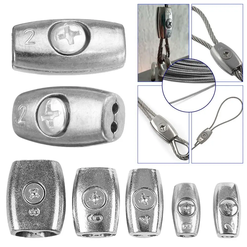 1Pc Durable 2/3/4/6/8mm Wire Rope Sleeve Fixing Clip Grip Clamp Cable Clip Double Hole Hardware Wire Ferrules Steel Wire Rope