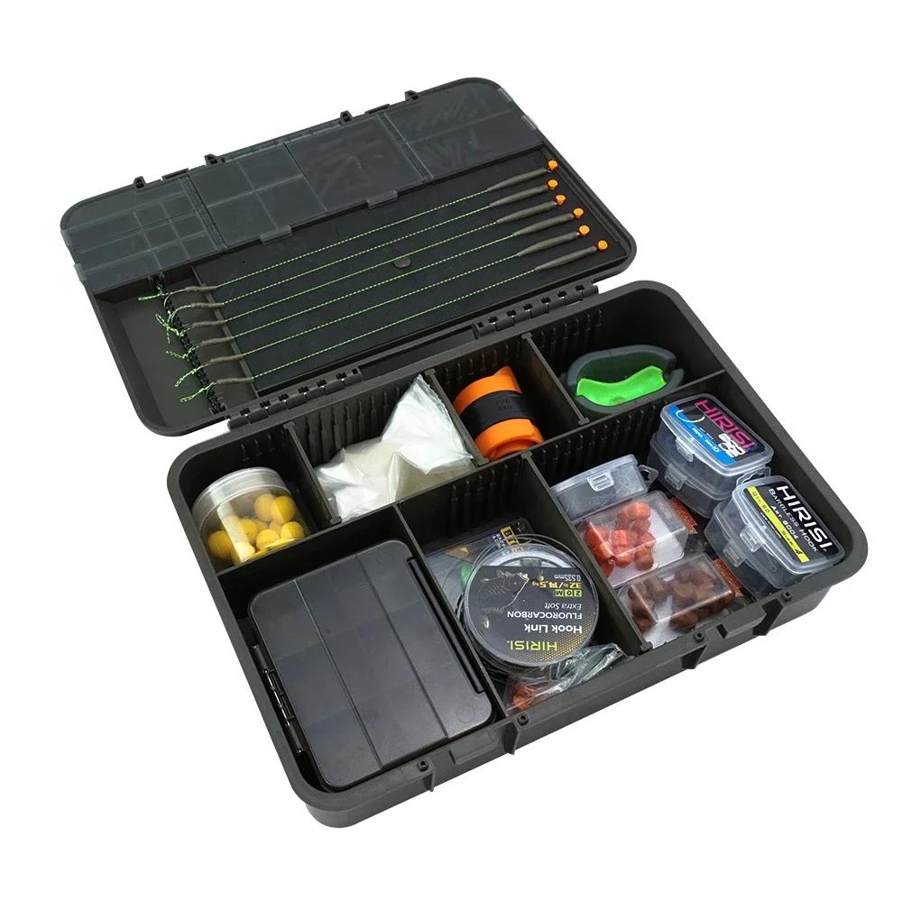 Hirisi Carp Fishing Box Portable Multipurpose Fishing Accessories Box Compartments Fishing Tackle W511