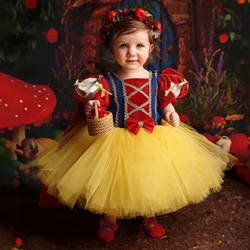 Toddler Snow White Princess Girls Dress Princess Costume Carnival Halloween 1st Birthday Party Baby Dresses Performance Costumes