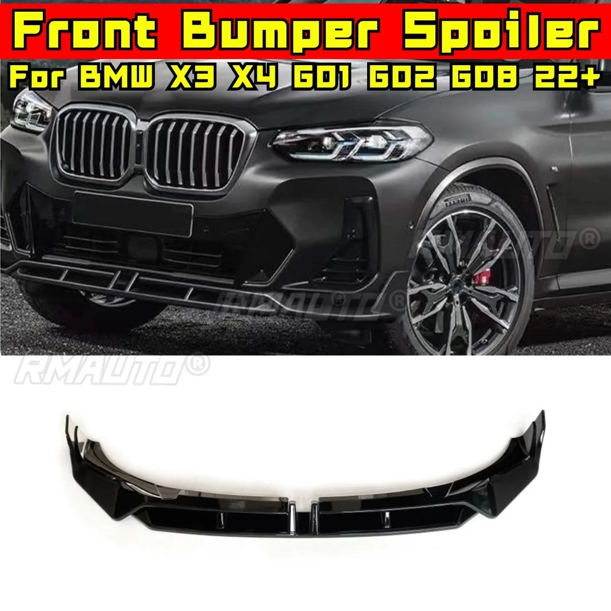 

Car Front Bumper Lip Diffuser Splitter Glossy Black Modification Part For BMW X3 X4 G01 G02 G08 2022+ Car Accessories