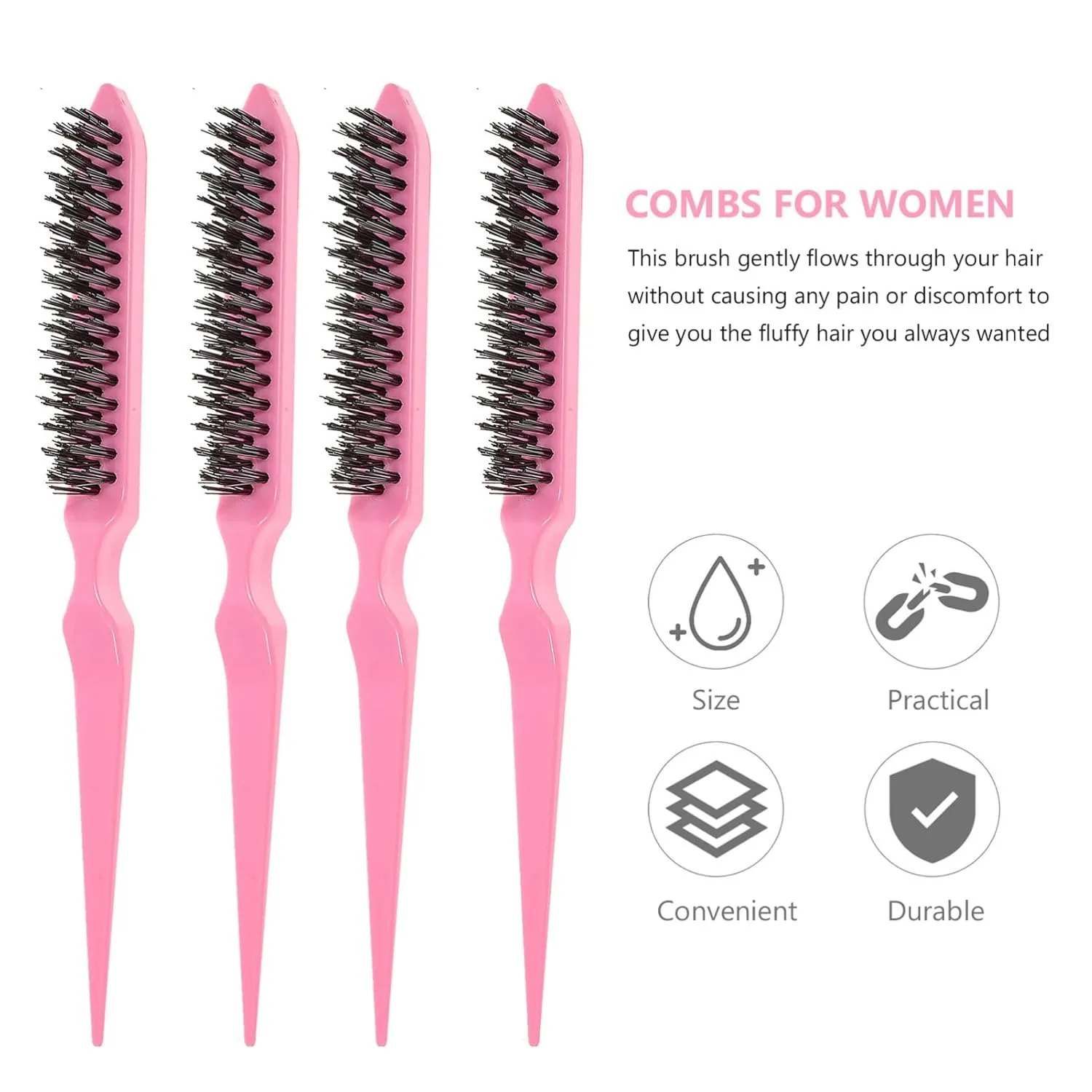 مشط شعر مجعد احترافي مكون من 3 صفوف - بلاستيك ABS متين، مشط ذيل الماوس، أداة تصفيف رقيقة، تستخدم لتصميم تصفيف الشعر العادي #3