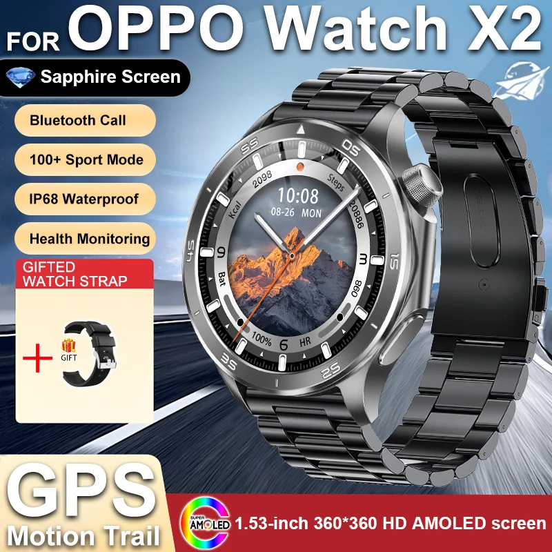 GUHUAVMI 2025New Für OPPO UHR X2 GPS Smart Uhr Männer AMOLED HD Bildschirm Kompass Herzfrequenz Bluetooth Anruf Wasserdichte Sport Uhren frauen 10