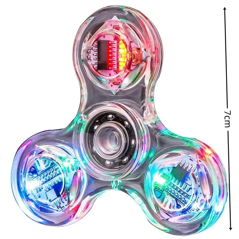 Kristall leuchtendes LED-Licht Fidget Spinner Hand Top Spinner Glow in Dark EDC Stress Relief Toys Kinetisches Gyroskop für Kinder
