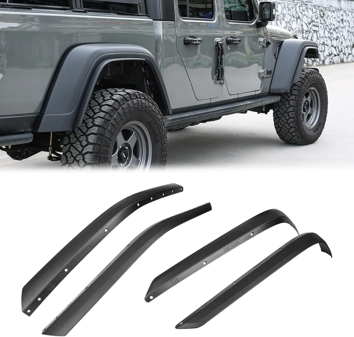 

Front & Rear Fender Flaresh For Jeep Wrangler Gladiator JT Mojave & Rubicon 2020-2024 Off-Road Wheel Fender Liner Set 4pcs