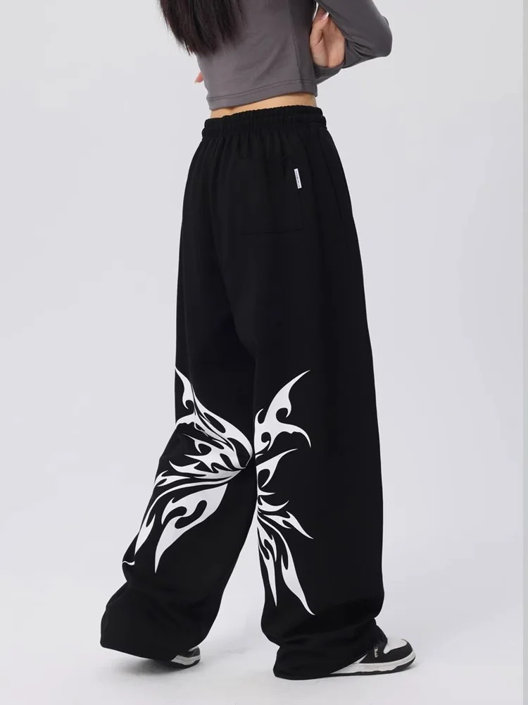 Womens Parachute Pants Wide Leg Baggy Pants Y2K Elastic Waist Jogger Sweatpants Track Pants Streetwear