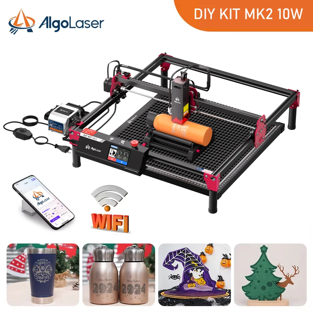 AlgoLaser MK2-Kit de bricolage pour graveur laser, puissance de sortie 10W, écran tactile 3.5 pouces, contrôle hors ligne via application, outil de découpe