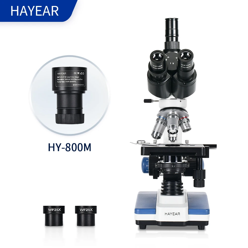 HAYEAR Biological Trinocular Microscope with 8MP  Digital Eyepiece Camera Microscope Industrial Video Camera+ DIA30MM/30.5MM set