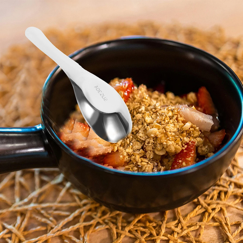 

6pcs Stainless Steel Soup Spoons Set Flat Bottom For Stirring Scooping Rice Korean Kitchen Products Chinese Dinner Spoon Sugar