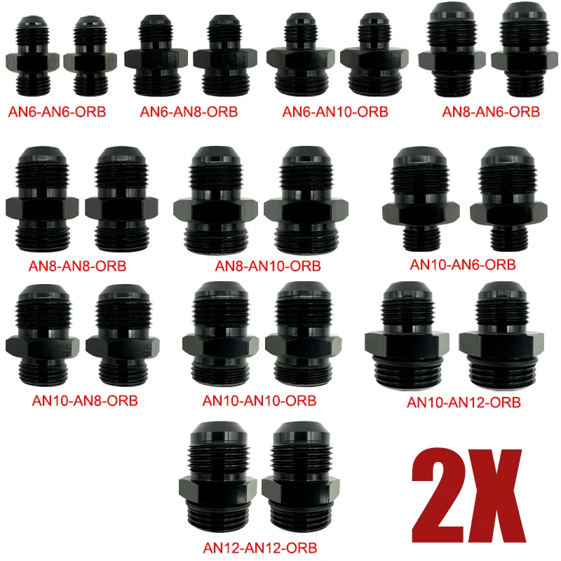 

2X AN6 AN8 AN10 AN12 к ORB Фитинг для топливного шланга Адаптер с наружной резьбой AN к AN с уплотнительным кольцом Автоматическая топливная масляная трубка Фитинг с наружной резьбой