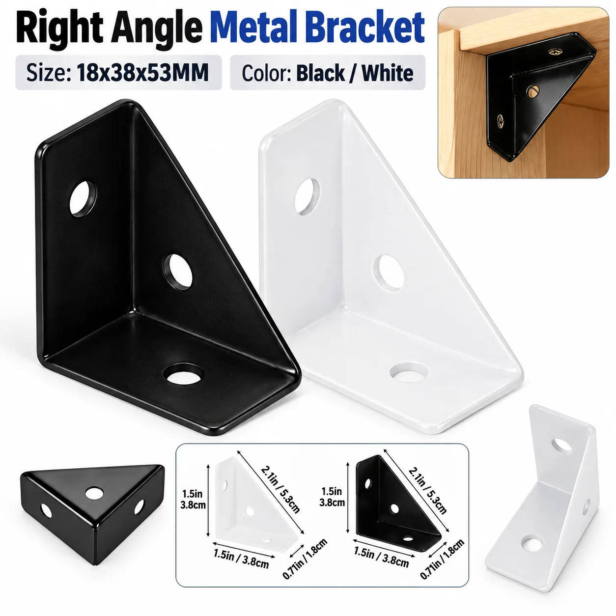4/8/12/16Pcs Heavy-Duty Steel Angle Brackets 90 Right Angle Support, Durables Furniture Reinforcement Bracket